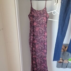 ROMWE Purple Pink Sleeveless Spaghetti Strap Maxi Dress